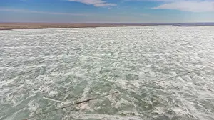 Kazakhstan: Aerial of lake Tengiz, Korgalzhyn Nature Reserve