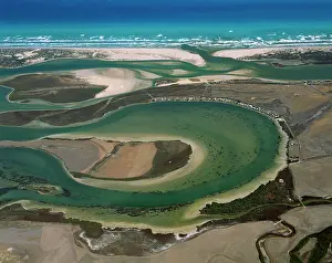 Murray: Aerial - Murray River mouth with Hindmarsh Island