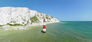 Sussex: Aerial panorama of the chalk cliffs with Beachy