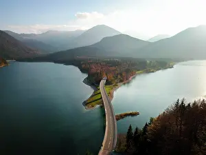 Artificial: Aerial photo, Sylvenstein lake and Faller Klamm