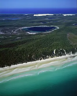 Platypus: Aerial of Platypus Bay with lakes and lagoons