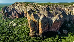 Steep: Aerial of the Sandstone cliffs in the Unesco site
