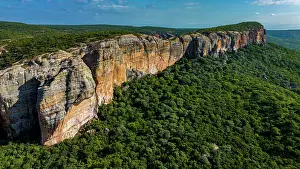 Steep: Aerial of the Sandstone cliffs in the Unesco site