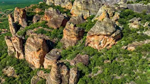 Steep: Aerial of the Sandstone cliffs in the Unesco site