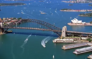 Opera: Aerial - Sydney Opera House & Bridge from the air Sydney