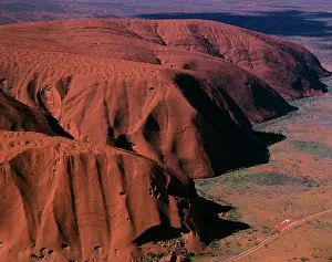 Ayers: Aerial - Uluru (Ayers Rock), base, aerial