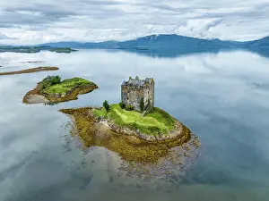 Port: Aerial view of the 14th century island castle Ca