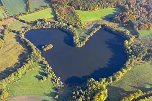 Romantic: Aerial view over the Ankersche See, heart-shaped