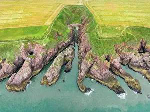 Steep: Aerial view of Arbroath Cliffs coastline, County A