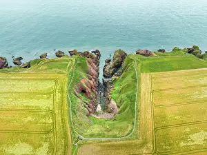 Steep: Aerial view of Arbroath Cliffs coastline, County A
