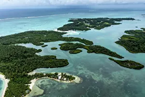 Mauritius: Aerial view, bay at Grand Port, il aux Cerfs with