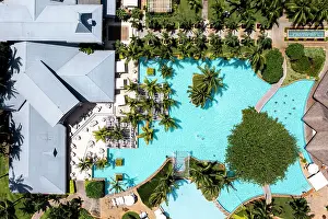 Mauritius: Aerial view The beach of Flic en Flac with luxury