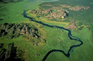 Outcrops: Aerial view - Billabong & limestone outcrops