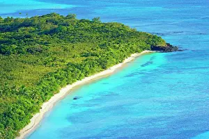 Bays: Aerial view Blue Lagoon Beach, Nacula island, Yasawa
