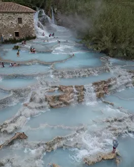 Thermal: Aerial view, cascades, natural thermal baths Saturnia