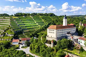 Odenwald: Aerial view, Castle Horneck, Castle of the Teutonic