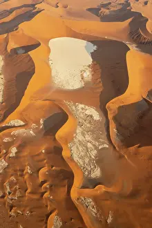 Remote: Aerial view of the Dead Vlei, a dry pan in the centre of the Namib Desert