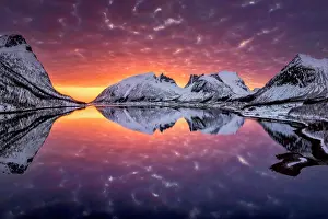Senja: Aerial view, dramatic cloud atmosphere at sunset