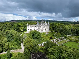 Sutherland: Aerial view of Dunrobin Castle, Golspie, Sutherland, H