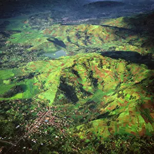 Intensification: Aerial view of East Africa: Intensive agriculture in Rwanda