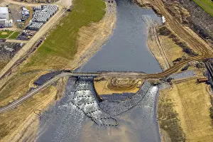 Estuary: Aerial view, fish ladder in the Emscher estuary