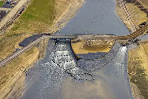 Estuary: Aerial view, fish ladder in the Emscher estuary