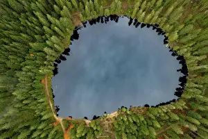 Wurttemberg: Aerial view of Glaswaldsee in the Black Forest