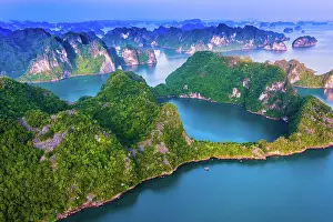 Chalk: Aerial view of Ha Long Bay, Vietnam, Asia