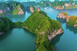 Chalk: Aerial view of Ha Long Bay, Vietnam, Asia