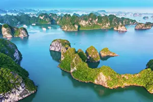 Chalk: Aerial view of Ha Long Bay, Vietnam, Asia