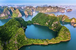 Chalk: Aerial view of Ha Long Bay, Vietnam, Asia
