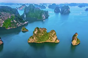 Chalk: Aerial view of Ha Long Bay, Vietnam, Asia