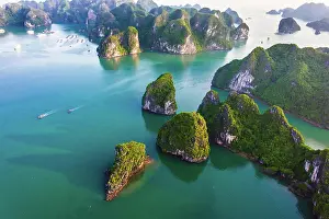 Chalk: Aerial view of Ha Long Bay, Vietnam, Asia