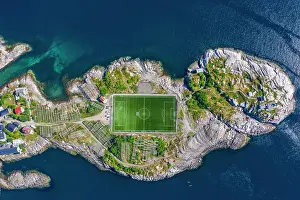 Stadium: Aerial view, Henningsvaer with football stadium