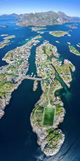 Stadium: Aerial view, Henningsvaer with football stadium