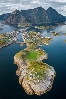 Vågan: Aerial view of the island world near the fishing