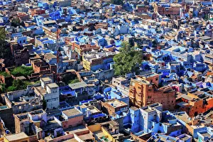 Rajasthan: Aerial view of Jodhpur, also known as Blue City