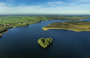 Symbols: Aerial view, Kleine Maritz Lake with a heart-shaped
