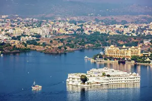 Luxurious: Aerial view of Lake Pichola with Lake Palace (Jag