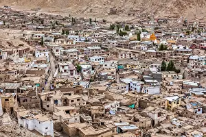 Jammu: Aerial view of Leh city the capital of Ladah region