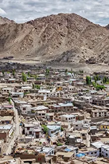 Jammu: Aerial view of Leh town in Himalayas from above
