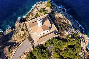 Cala: Aerial view, Lighthouse Far de Capdepera with cliffs
