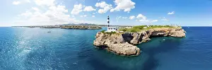 Punta: Aerial view, lighthouse, Punta de ses Crestes, Bay