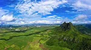 Trois: Aerial view of Mont du Rempart with Trois Mamelles