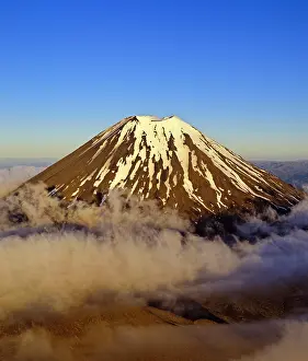 Volcanism: Aerial view of Mount Ngauruhoe in Tongariro National Park No
