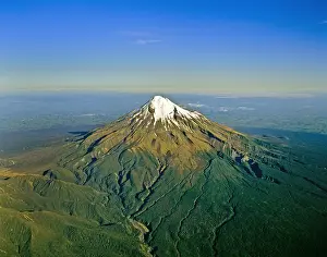 Stratovolcano: Aerial view of Mount Taranaki North Island New Zealand
