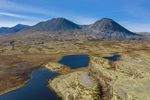180722: Aerial view of mountain landscape in autumn - Innlandet