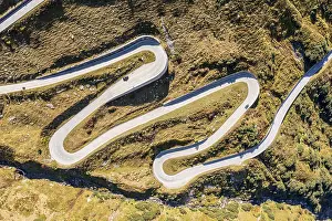 Chain: Aerial view of mountain road Nufenenpass, Switzerland