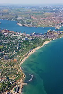 Odessa: Aerial view of Odessa along the Black Sea