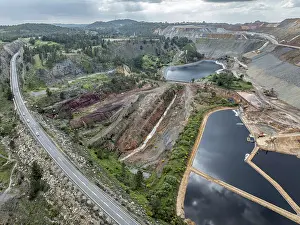 Materials: Aerial view of open pit mining